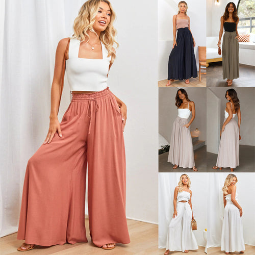 Damen weite Sommerhose mit elastischem Bund und praktischen Taschen Drune