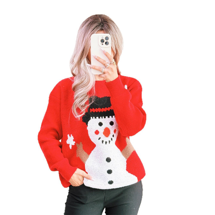 Damen Weihnachts-Pullover mit festlichem Schneemann-Motiv Drune