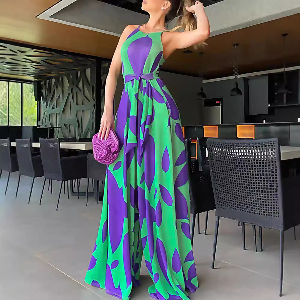 Damen Maxikleid mit floralem Muster und Taillengürtel Drune