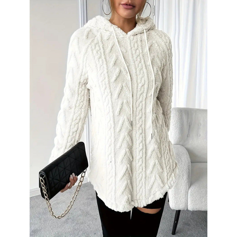 Damen Kuschelige Strickjacke mit Kapuze und seitlichen Taschen Drune