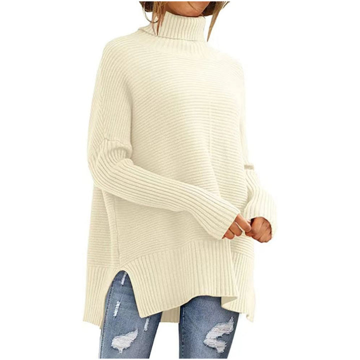 Damen Großer Rollkragenpullover mit feiner Rippstruktur und asymmetrischem Schnitt Drune
