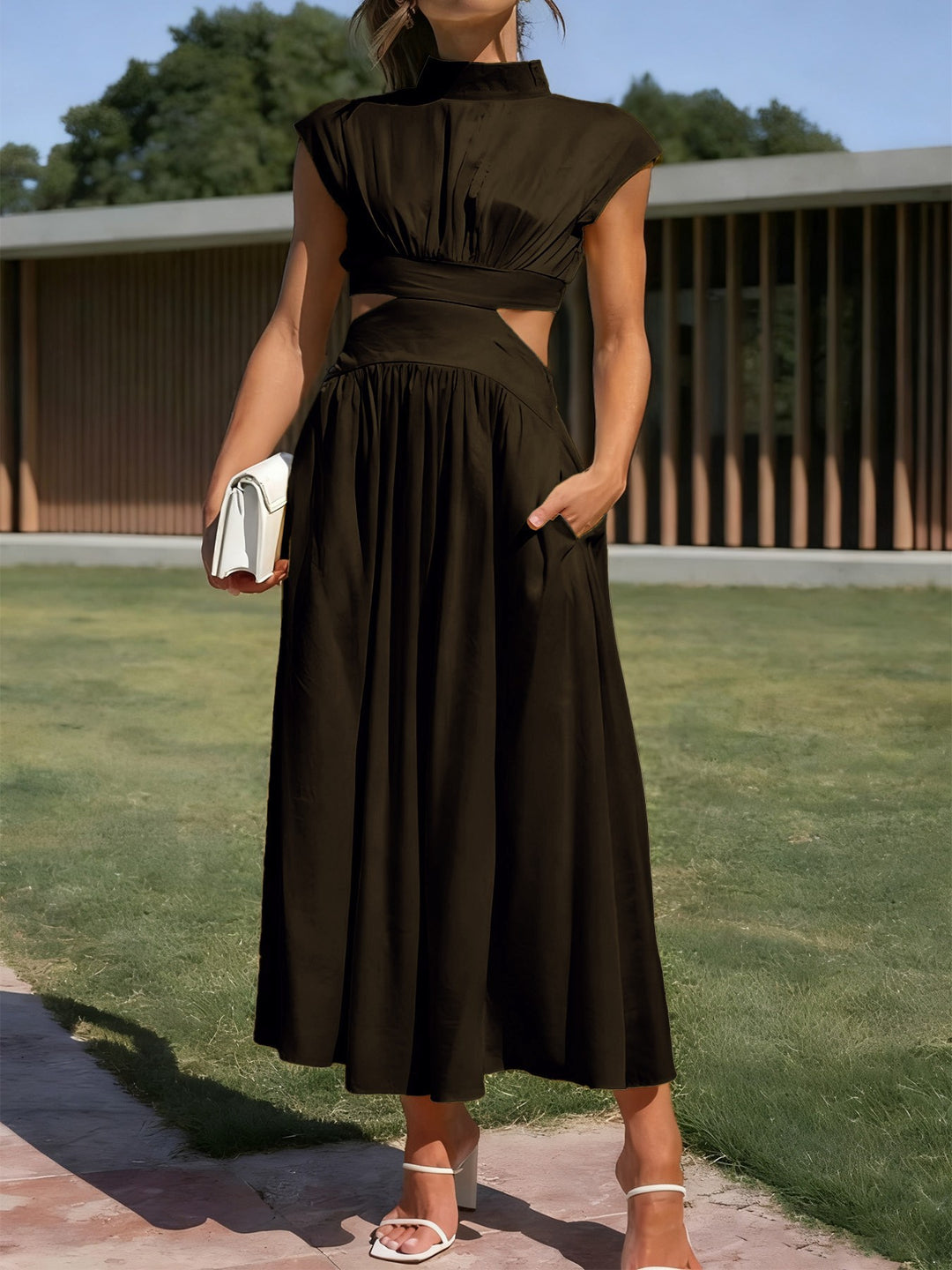 Damen Maxikleid mit elegantem Wickeldesign und raffiniertem Cut-Out Drune