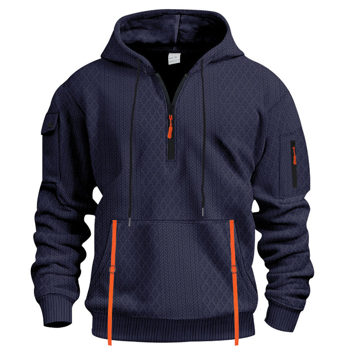 Herren sportlicher Kapuzenpullover mit Struktur und praktischen Taschen Drune
