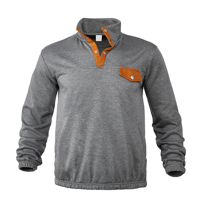 Herren modisches Sweatshirt mit Kragen und Lederdetails Drune