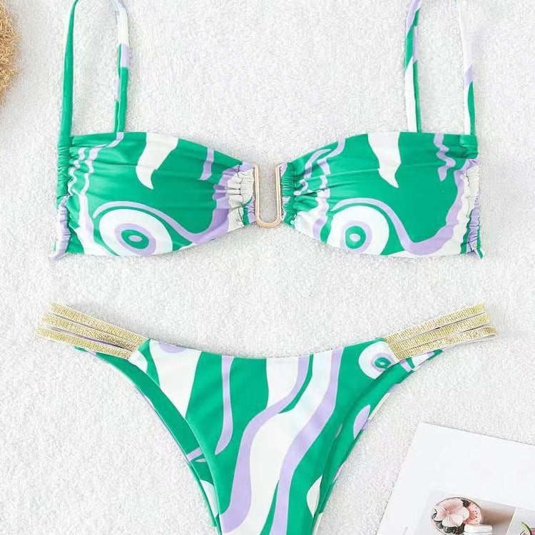Damen Triangel-Bikini mit elegantem Raffungseffekt und modischen Akzenten Drune