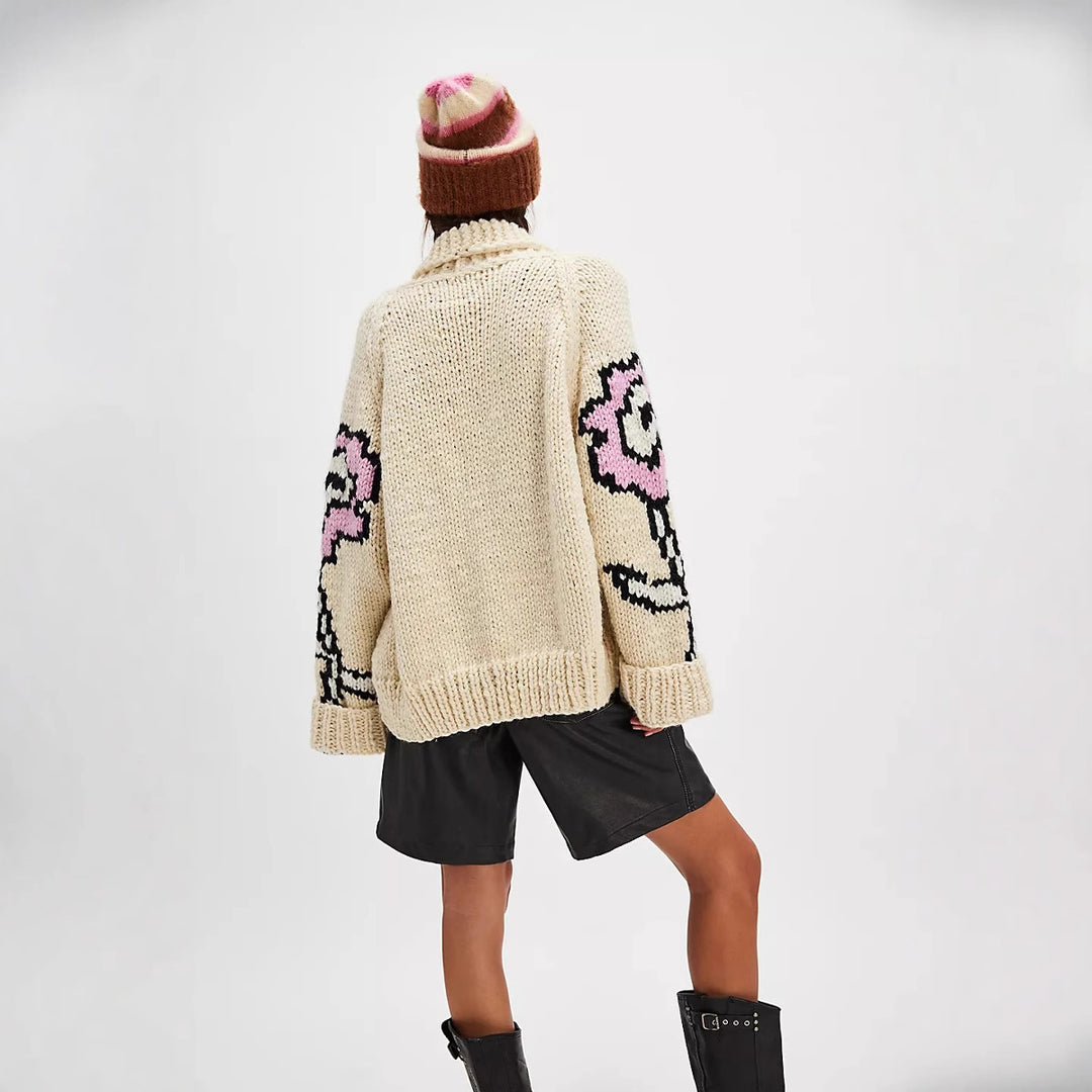 Damen Gemusterte Strickjacke mit oversized Passform Drune