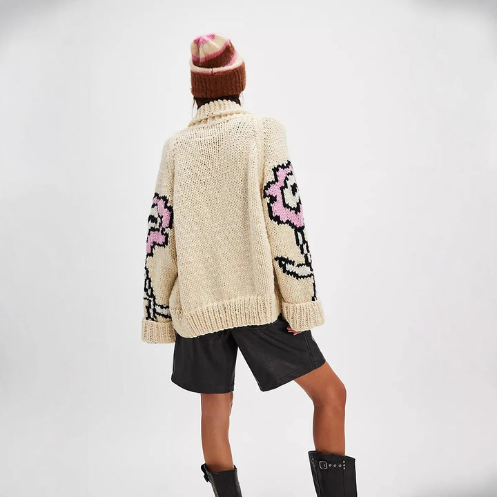 Damen Gemusterte Strickjacke mit oversized Passform Drune