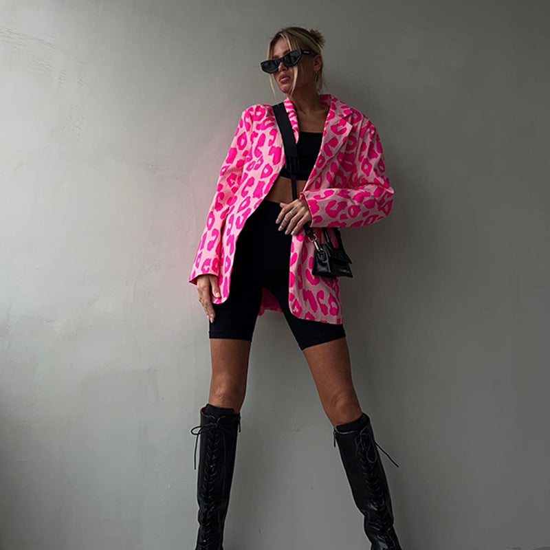 Damen Modischer Blazer im Leopardenmuster Drune