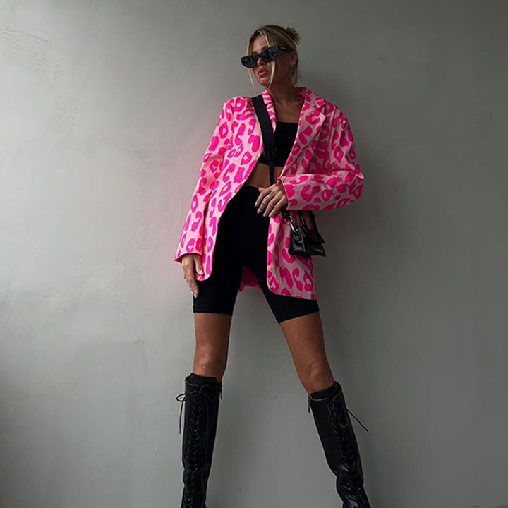 Damen Modischer Blazer im Leopardenmuster Drune