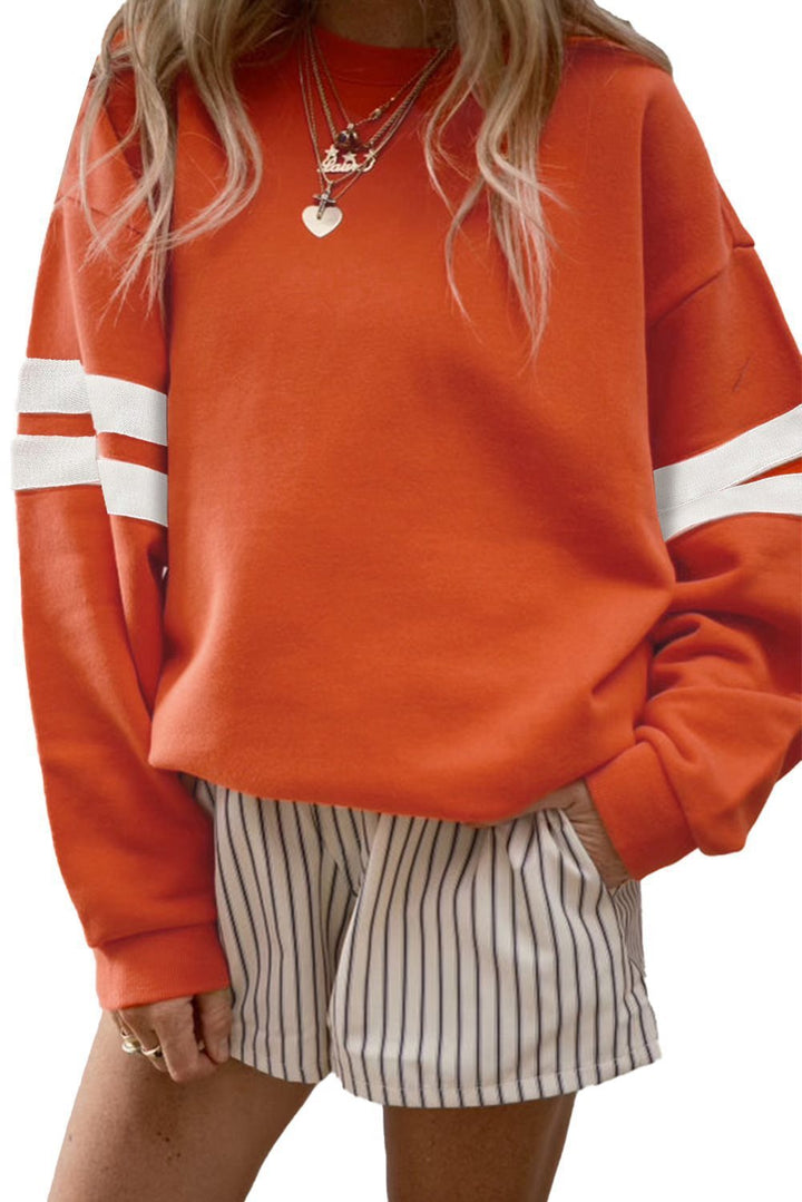 Damen Sportlicher Oversized Pullover mit Streifenakzenten und lässigem Schnitt Drune