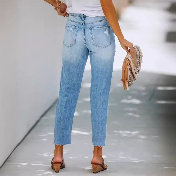Damen Destroyed Jeans im lässigen Schnitt mit modischen Details Drune