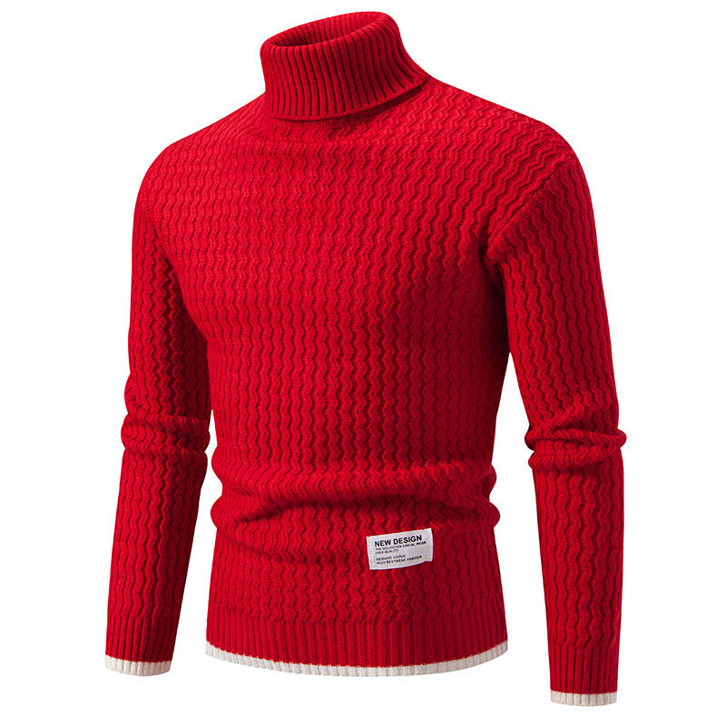 Herren Strickpullover mit hochabschließendem Kragen und strukturiertem Muster Drune