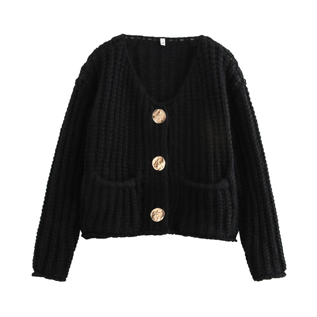 Damen Strickjacke mit dekorativen Knöpfen und seitlichen Taschen Drune