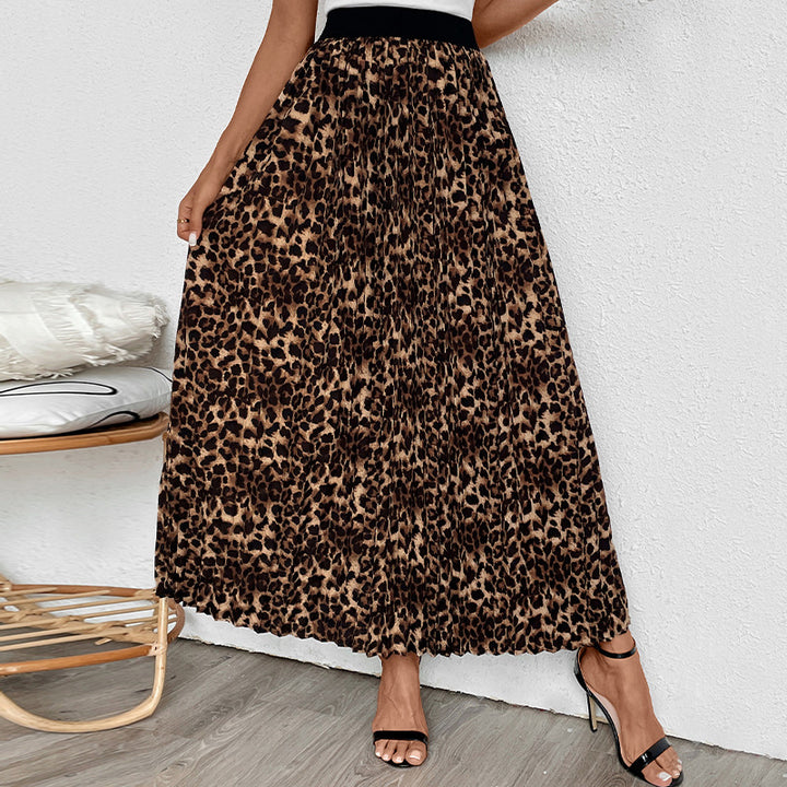 Damen Plissee Maxi-Rock mit Tierdruckdesign Drune