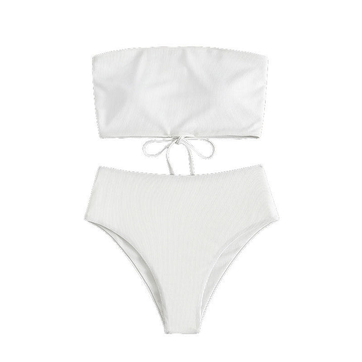 Damen Hoch tailliertes Bikini-Set mit geripptem Stoff Drune