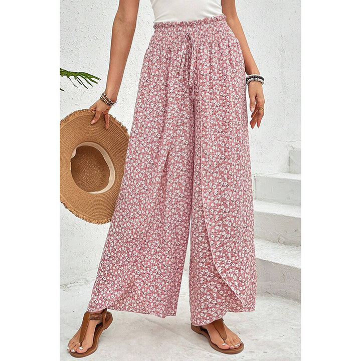 Damen weite Sommerhose mit floralem Muster und elastischem Bund Drune