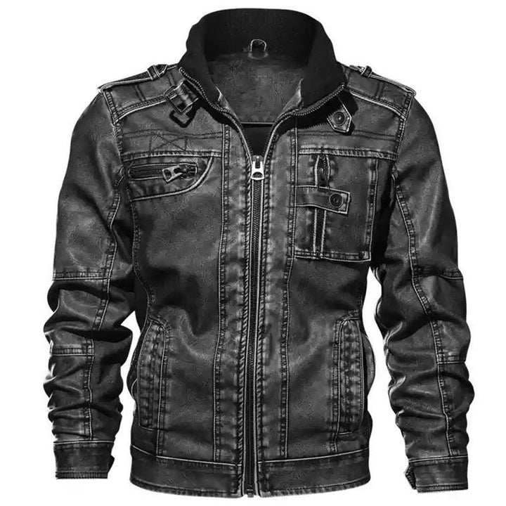 Herren robuste Kunstlederjacke im Military-Stil Drune