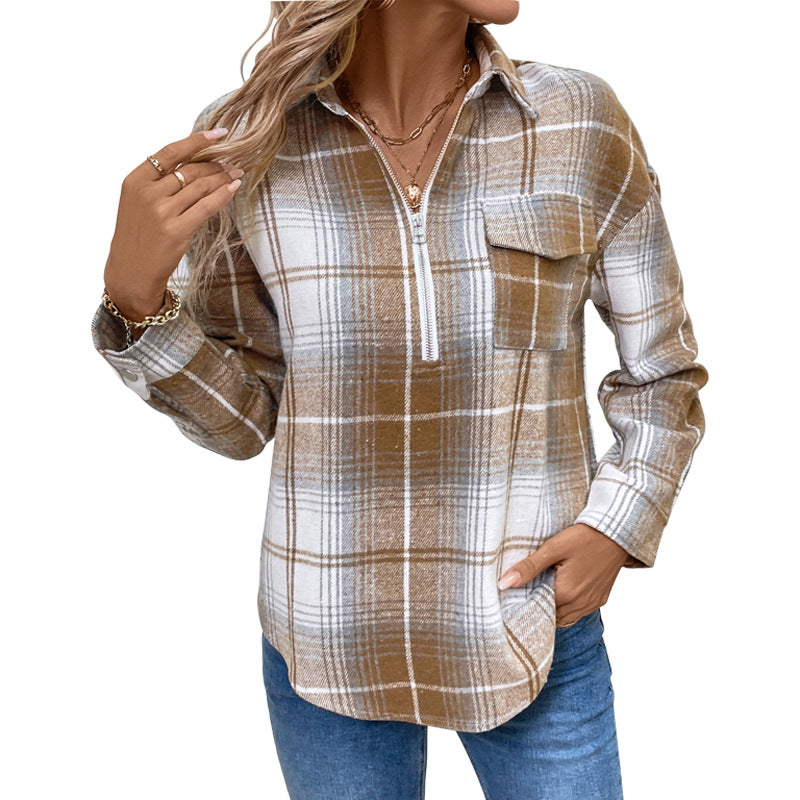 Damen Hemdjacke aus weichem Flanell im Karomuster Drune