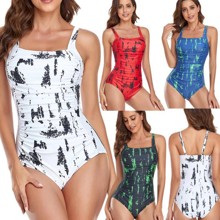 Damen Einteiliger Badeanzug mit elegantem Grafikdesign und bequemen Trägern Drune