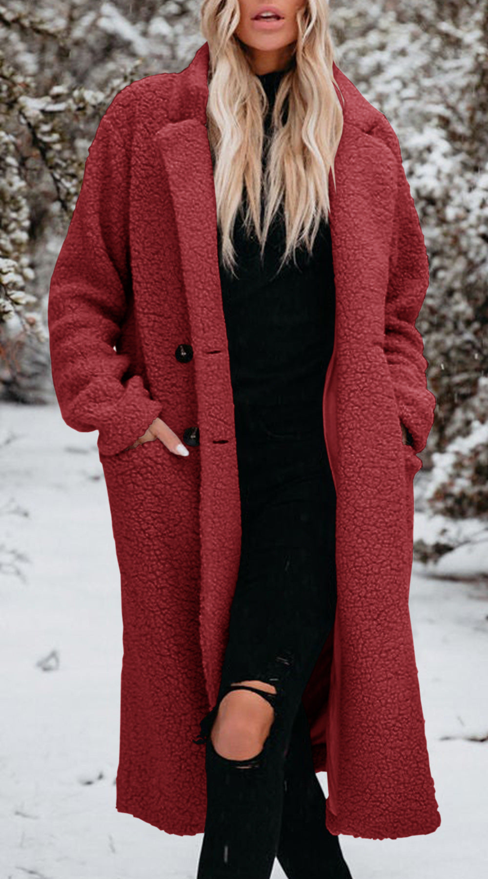 Damen Lange Teddyjacke mit bequemem Schnitt Drune