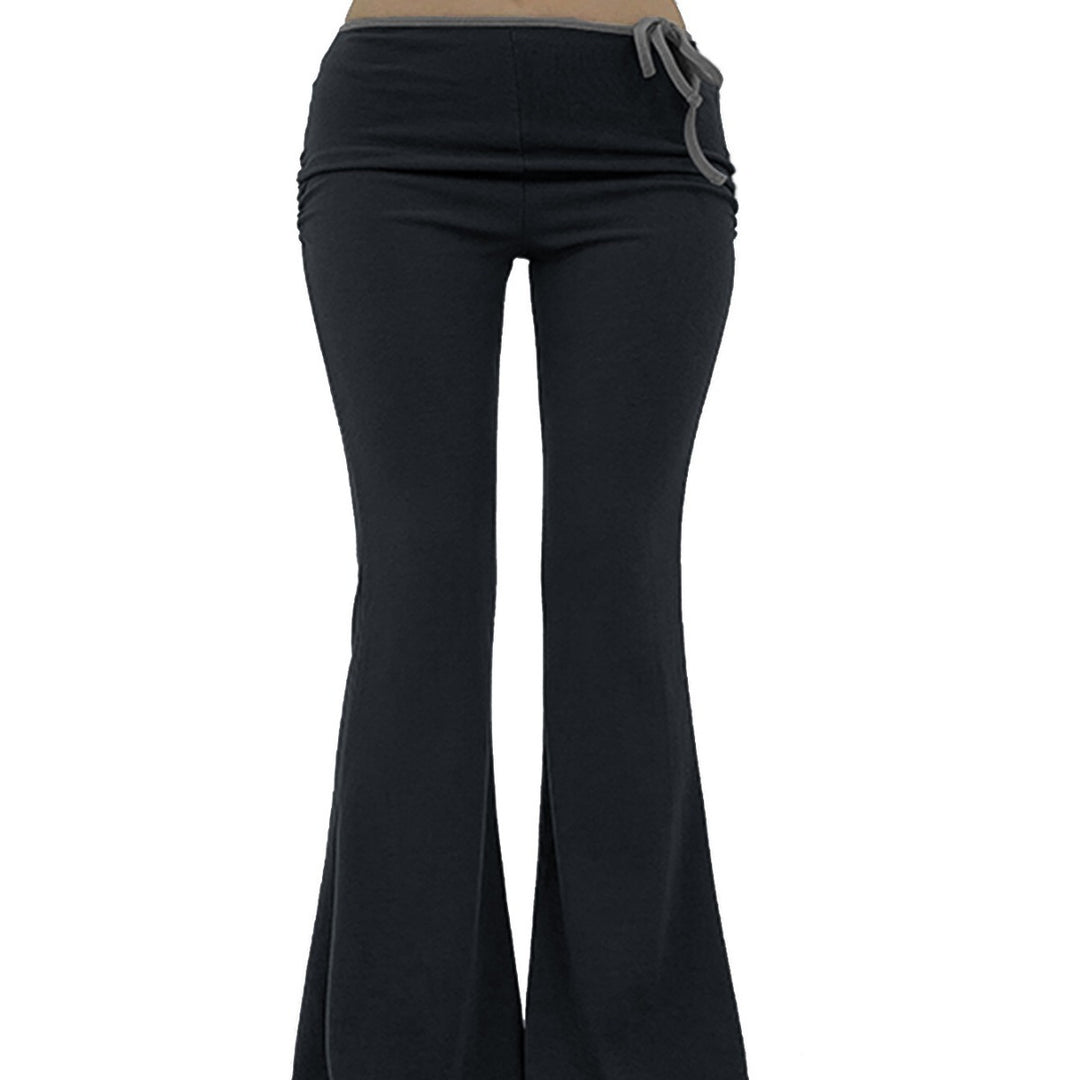 Damen Flared Yoga-Hose mit elastischem Bund und geripptem Stoff Drune