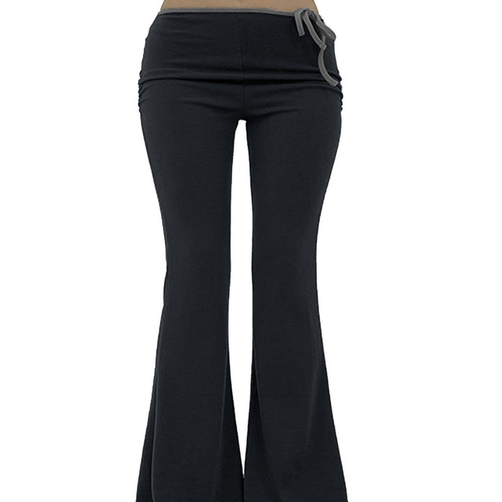 Damen Flared Yoga-Hose mit elastischem Bund und geripptem Stoff Drune
