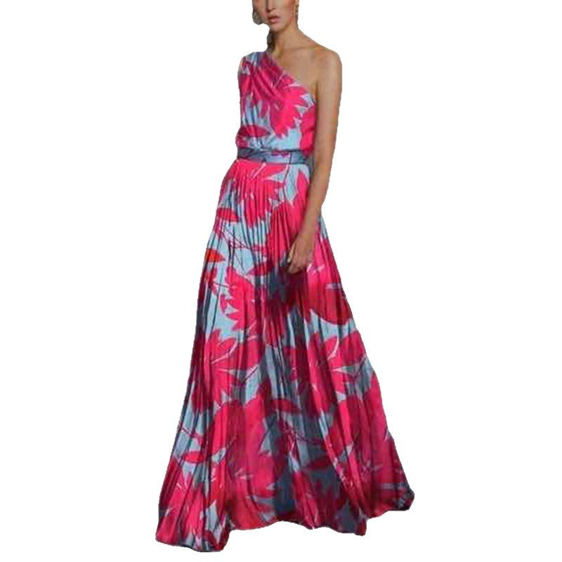 Damen Maxikleid mit asymmetrischem Schnitt und floralem Print Drune