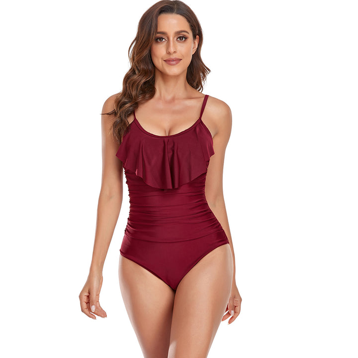 Damen Eleganter Einteiler Badeanzug mit Rüschen und figurformendem Design Drune