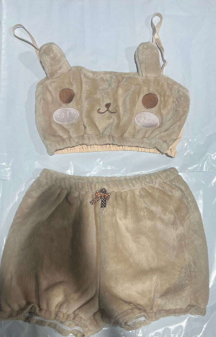 Damen Kuschelndes Pyjama-Set mit Tiermotiven und zarten Rüschen Drune