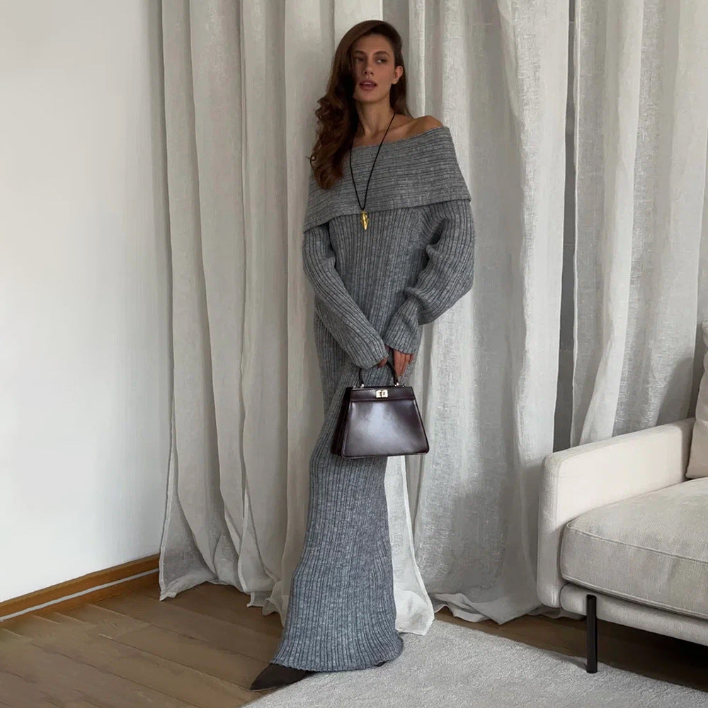 Damen Oversized Strickkleid mit weitem Schnitt und eleganten Details Drune