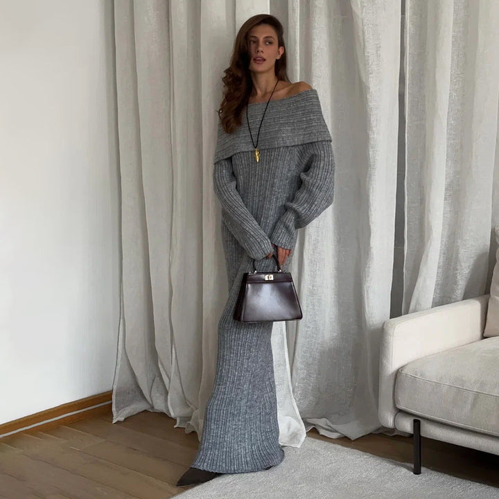 Damen Oversized Strickkleid mit weitem Schnitt und eleganten Details Drune