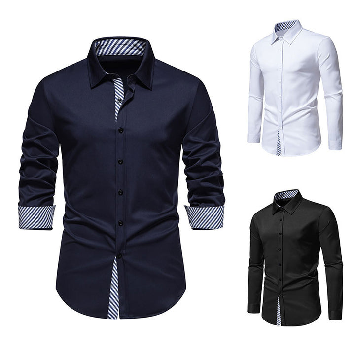 Herren Langarmhemd mit modernem Kontrastdesign Drune