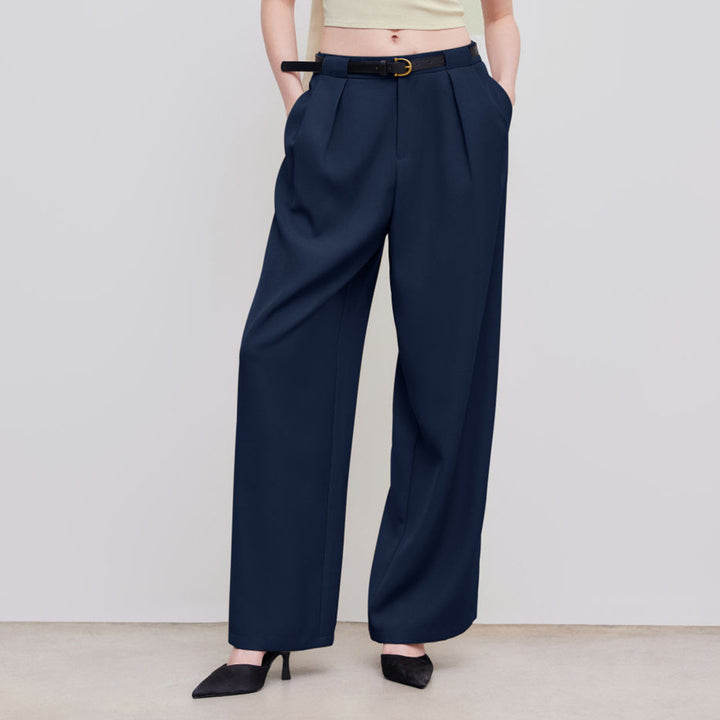 Damen Weit geschnittene Hochbundhose mit Gürtel Drune