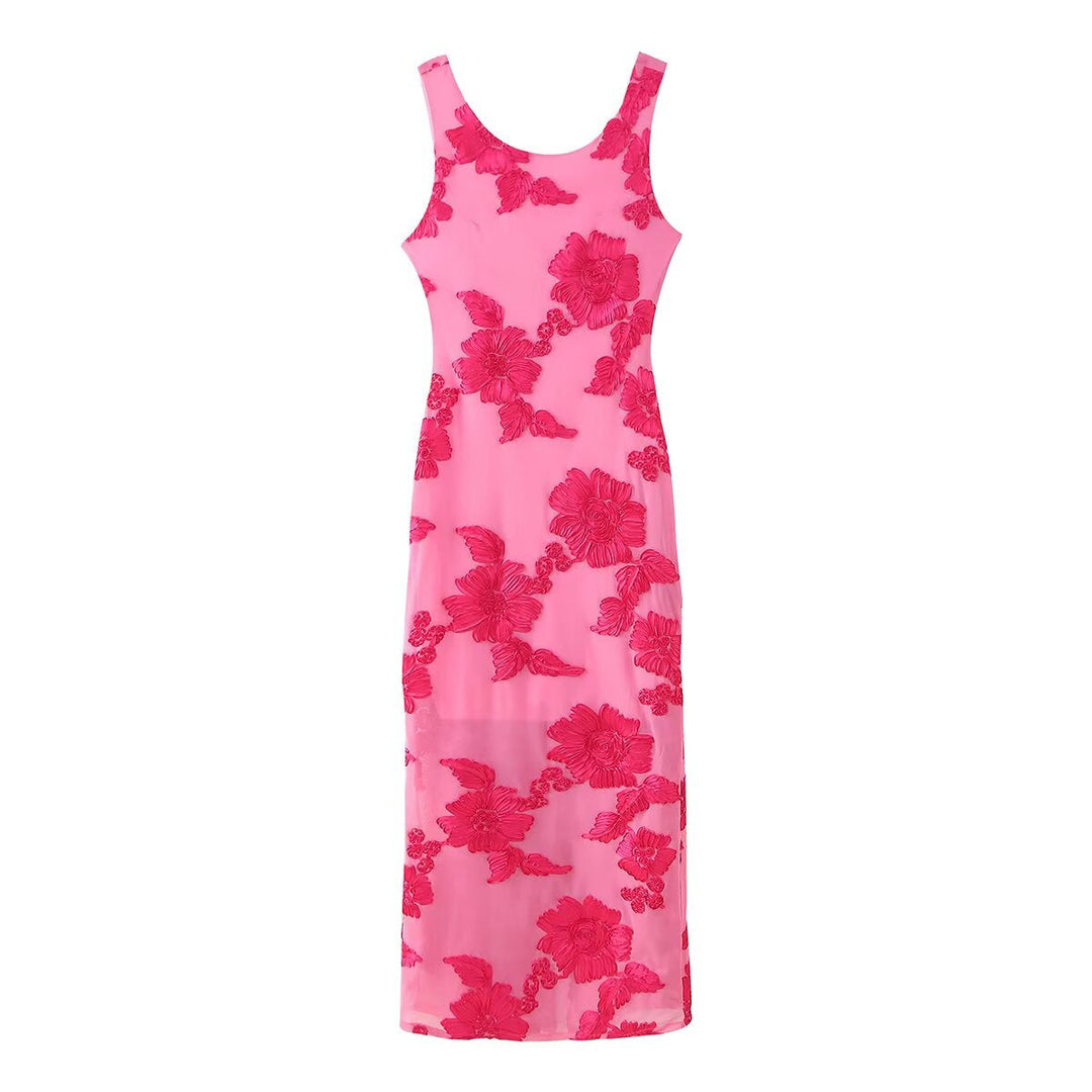 Damen Maxikleid mit floralem Stickmuster und elegantem Schnitt Drune