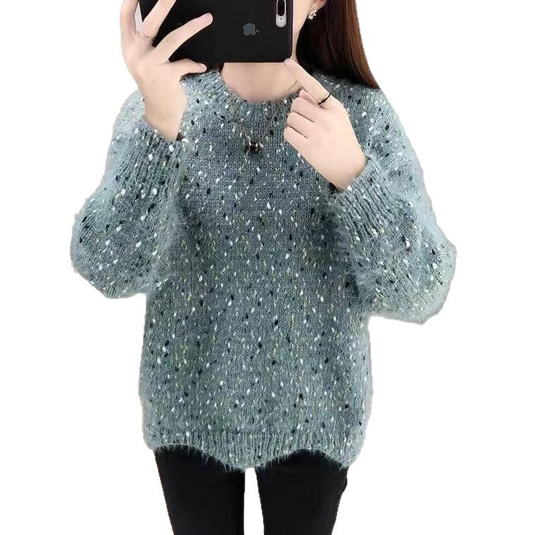 Damen Flauschiger Pulli mit einzigartigem Strukturdesign und funkelnden Akzenten Drune