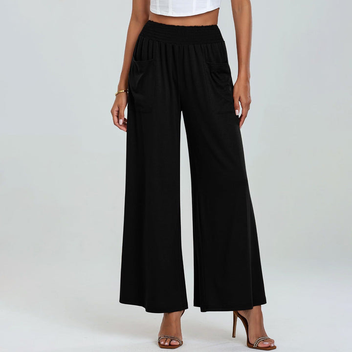 Damen Weite, luftige Palazzo-Hose mit elastischem Bund und praktischen Taschen Drune