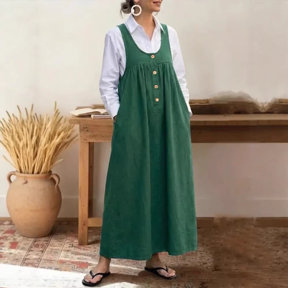 Damen Maxikleid mit Knopf- und Taschen-Details Drune