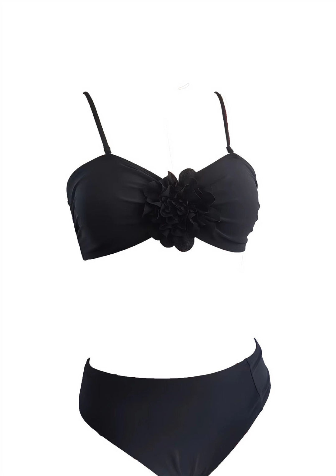 Damen Bandeau-Bikini mit dekorativer Blütenapplikation und elegantem Schnitt Drune