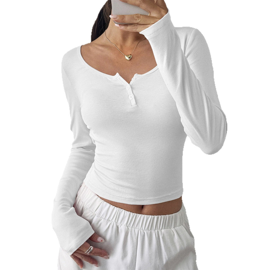 Damen Langarmshirt mit Knopfdetail und lässigem Schnitt Drune