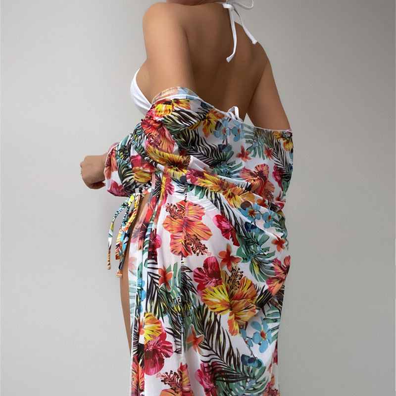 Damen Hochtaillierter Bikini mit floralem Cover-Up Drune
