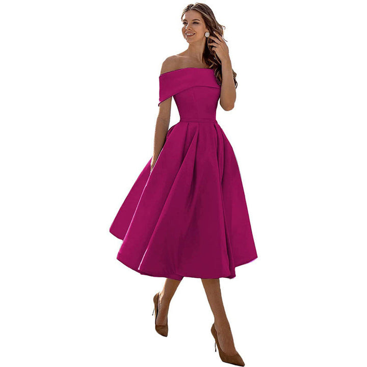 Drune | Legere Mode Satin Cocktailkleid Ohne Träger