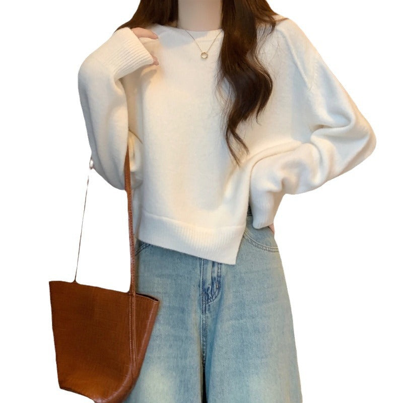 Damen lässiger Strickpullover mit überschnittenen Schultern und feiner Struktur Drune