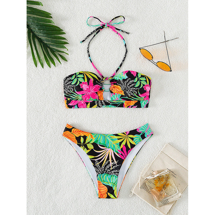 Damen Bandeau-Bikini-Set mit floralem Design und hochwertigem Schnitt Drune
