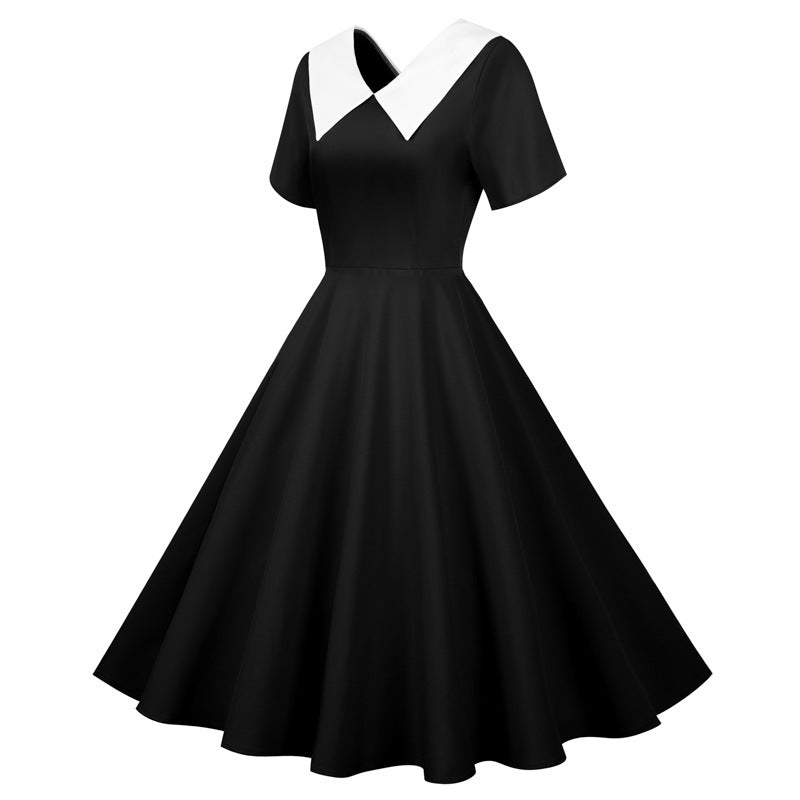 Damen Swingkleid mit elegantem Kragen und schwingendem Rock Drune
