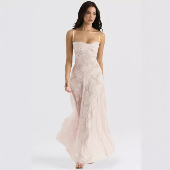 Damen nan figurbetontes Maxikleid mit Miederkonstruktion und Spaghettiträgern Drune