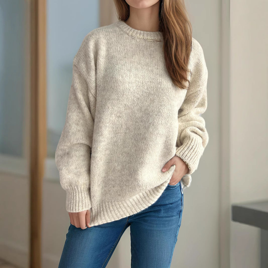 Damen lässiger Oversize-Pullover mit strukturiertem Maschenmuster Drune