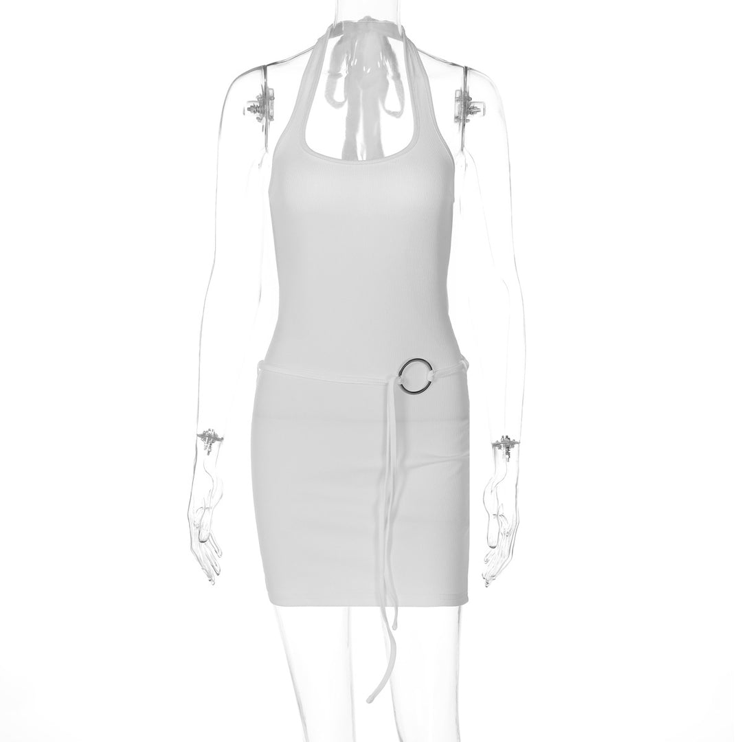 Damen Mini-Kleid mit verstellbarem Bund und lässigem Rückenausschnitt Drune