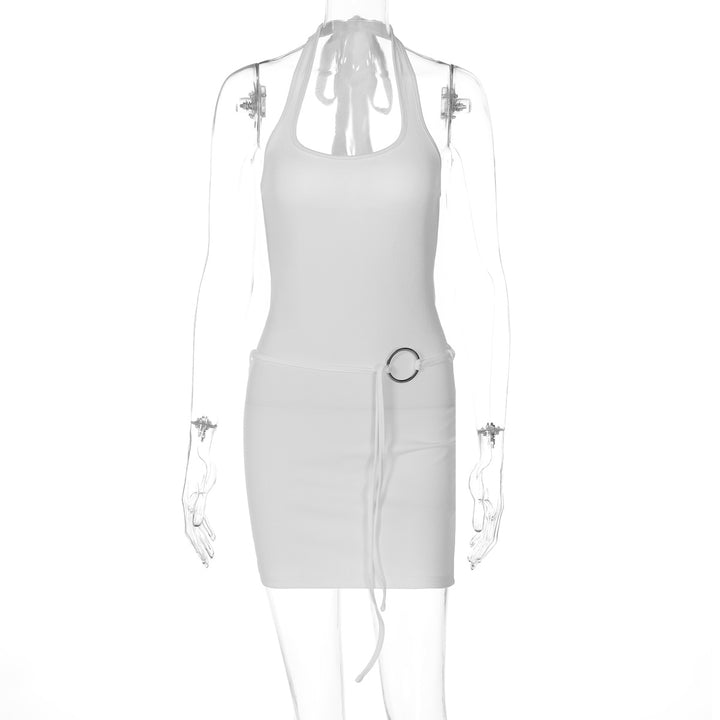 Damen Mini-Kleid mit verstellbarem Bund und lässigem Rückenausschnitt Drune