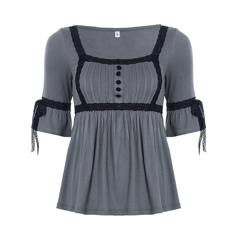 Damen Top mit Spitzenakzenten und lässigem Schnitt Drune