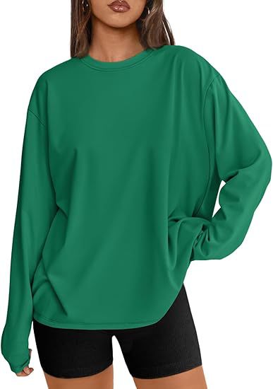 Damen Lässiges Sweatshirt mit übergroßen Ärmeln und Rundhalsausschnitt Drune